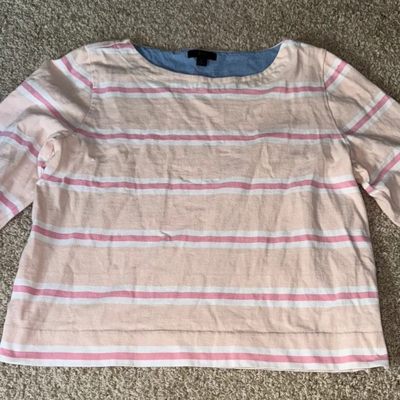 J. Crew Pink and White Long Sleeve Tee - Picture 2 of 4